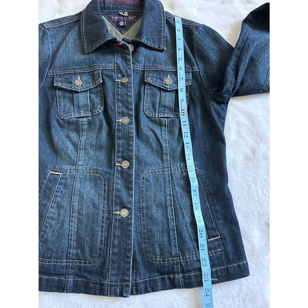 Tommy Hilfiger Dark Wash Denim Jacket Tailored Fit Medium Women’s - Picture 14 of 14